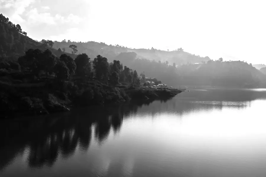 Lakeside landscape in Nepal