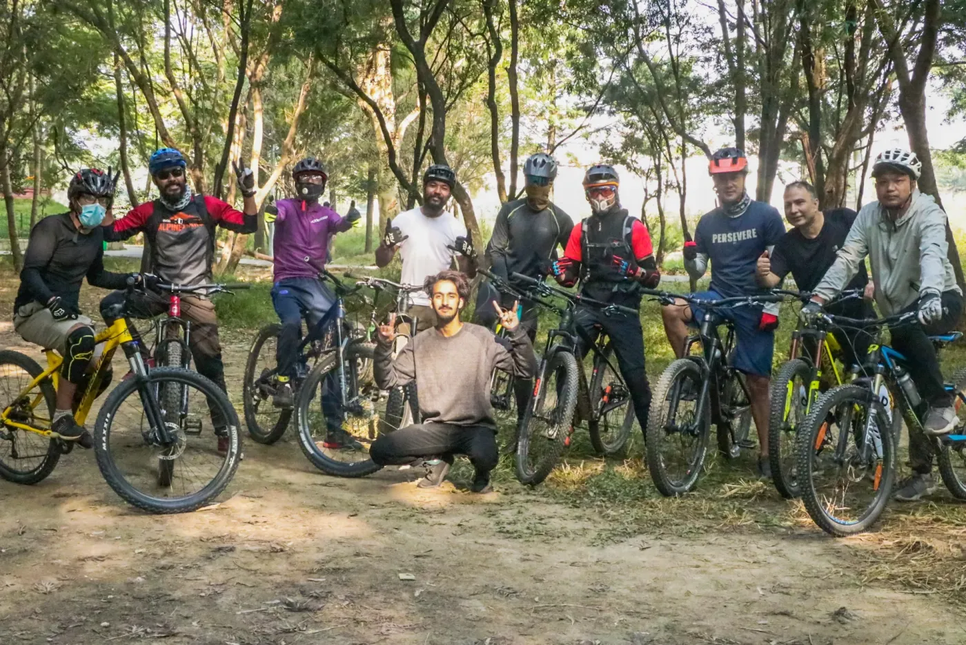 Nepali mountain biking community gathered after a ride